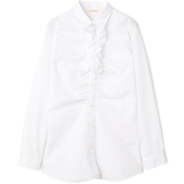 【WEB限定/OUTLET/汚れ・キズ等有】【NATURAL BEAUTY】ギャザー＆フリル取り外しブラウス/ホワイト×ドビードット