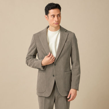 【JOHN PEARSE comfort navy】【秋冬】2釦シングルジャケット セットアップ対応/ブラウン×トリコットコーデュロイ/ULTRA MOVE/ ウォッシャブル