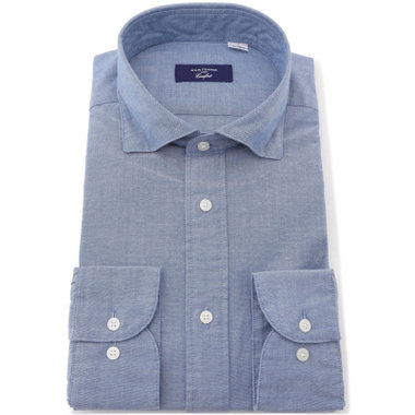【JOHN PEARSE comfort navy】【STYLISH】【形態安定】スナップダウンワイシャツ/ブルー