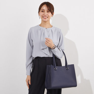 【NATURAL BEAUTY】ボウタイブラウス/ブルーグレー