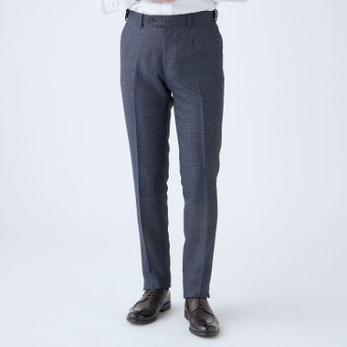 【JOHN PEARSE comfort navy】【春夏】ショートタックパンツ/ネイビー×チェック/ウエストシャーリング仕様/ULTRA MOVE/※裾上げ必要