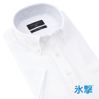 【FREEZETECH 氷撃：酷暑対策シャツ】【Donato Vinci Italy Uomo】【半袖】ボタンダウンボタンダウンビズポロシャツ/ホワイト/襟裏別布/ULTRA MOVE/「ニット素材」「ノーアイロン」「ストレッチ」「高通気性」