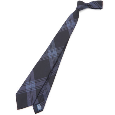 【JOHN PEARSE White】シルクポリエステルチェック柄ネクタイ/8.0㎝幅/ネイビー
