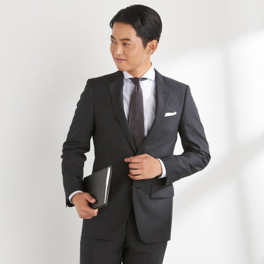 【Unpressure】【年間】2釦シングルスーツ 0タック/ブラック/※裾上げ必要