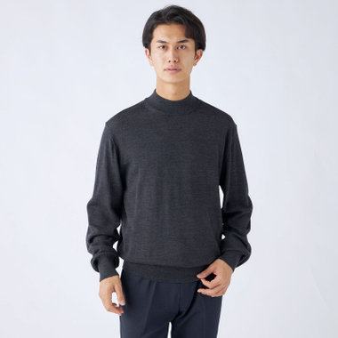 【JOHN PEARSE comfort navy】【秋冬】ハイネックセーター/ダークグレー/洗える×毛玉レス