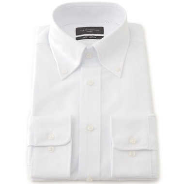 【JOHN PEARSE Black】【ノーアイロン】ボタンダウンドレスワイシャツ/ホワイト/ULTRA MOVE「ニット素材」「ノーアイロン」「ストレッチ」「高通気性」