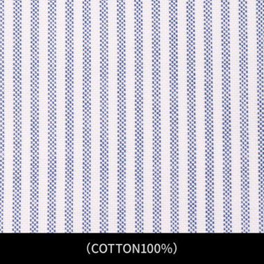 【日本縫製】【パターンオーダー】ワイシャツ・ドレスシャツ/ホワイト＆ブルー×ストライプ/(COTTON100%)