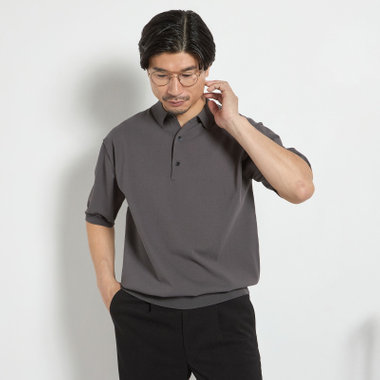 【JOHN PEARSE comfort navy】【半袖】ニットポロ/グレー