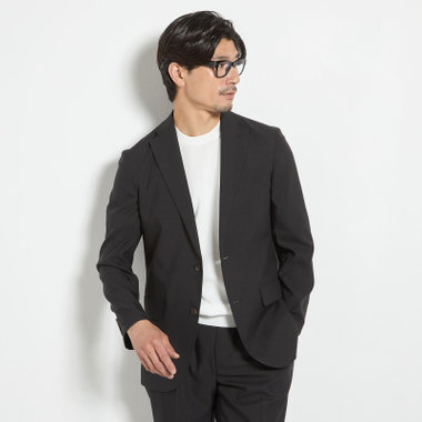 【JOHN PEARSE comfort】【春夏】2釦シングルスーツ 1タック/ブラック×チェック/ウエストシャーリング/COOL MAX/※パンツ裾上げ済み仕様