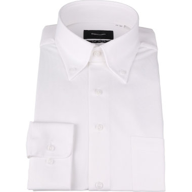 【WEB限定/OUTLET/汚れ・キズ等有】【UNPRESSURE】【ノーアイロン】ボタンダウンドレスワイシャツ/ホワイト×ドビー/ULTRA MOVE/ニット素材