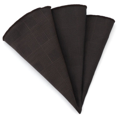 ラウンドポケットチーフ/ダークブラウン×チェック