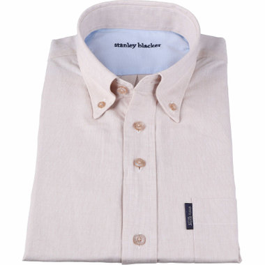 【stanley blacker】【長袖】ボタンダウンシャツ/ベージュ×シャンブレー