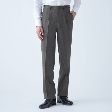 【JOHN PEARSE White】【秋冬】ウール高機能ポリエステル 1タックスラックス/グレー×シャドーストライプ/ウエストムーブ仕様/ULTRA MOVE//裾上げ必要