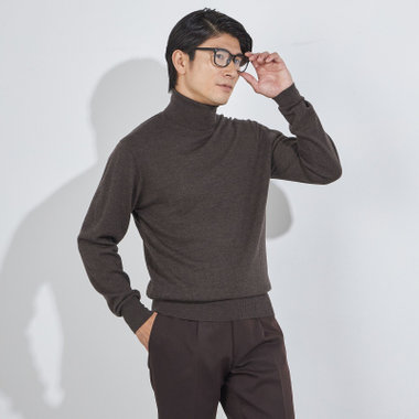【JOHN PEARSE comfort navy】【秋冬】タートルネックセーター/ブラウン