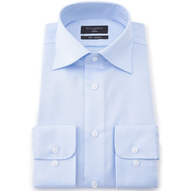 【Donato Vinci Italy Uomo】【スタイリッシュ】ワイドカラーワイシャツ/ブルー×ドビーツイル/「ULTRA MOVE COTTON」ノーアイロン・ストレッチ・コットン100%