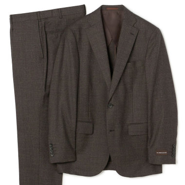 【JOHN PEARSE Comfort】【秋冬】2釦シングルスーツ ショートタック/ブラウン×カスレソリッド /REAL BROWN /NEW ZEALAND WOOL/※裾上げ必要
