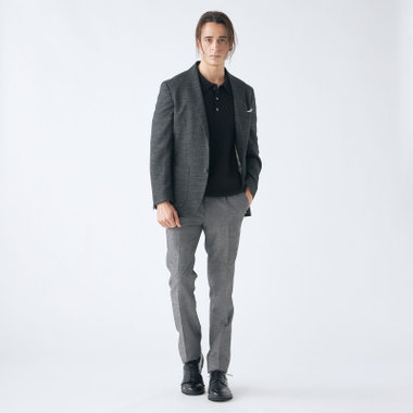 【stanley blacker new york】【春夏】リネンミックス2釦シングルジャケット/カーキ×スラブ