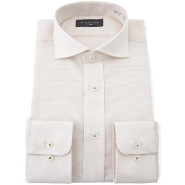 【JOHN PEARSE Black】【形態安定】ワイドカラーワイシャツ/ベージュ×ドビー/ULTRA BREATH COOL