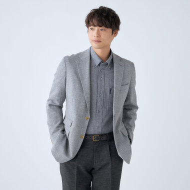 【stanley blacker new york】【春夏】リネンブレンド2釦シングルジャケット/グレー