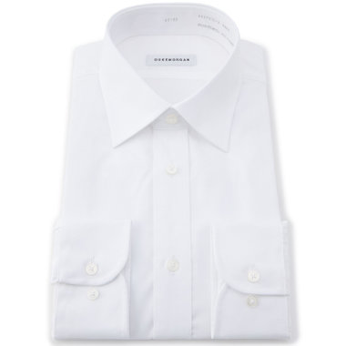 【形態安定】ワイドカラーワイシャツ/ホワイト×ドビーツイル