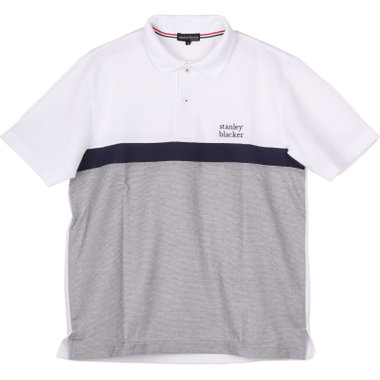 【stanley blacker】【半袖】ポロシャツ/ホワイト×グレー×ネイビー