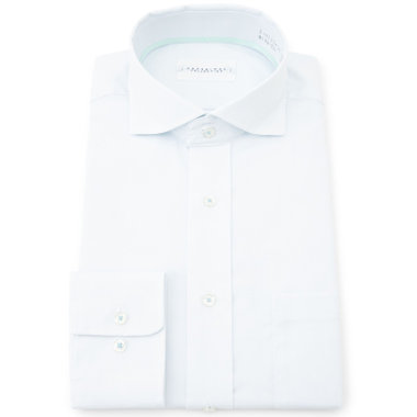 【WEB限定/OUTLET/汚れ・キズ等有】【パーソナルカラーシャツ】【KANSAIMAN collection】【形態安定】【スタイリッシュシルエット】ワイドカラースナップダウンワイシャツ/ペールトーンサックス