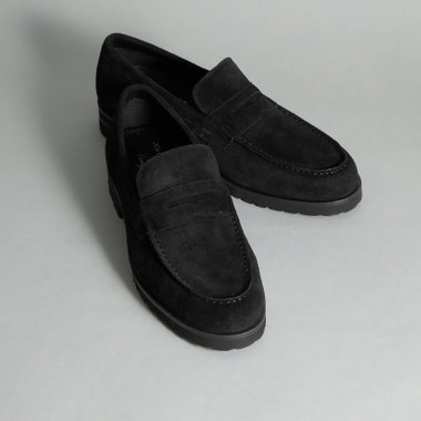 【JOHN PEARSE comfort】ペニーローファー/ブラック/LWG認証キップレザー※スエード/ セメント製法　