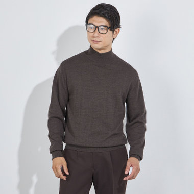【JOHN PEARSE comfort navy】【秋冬】モックネックセーター/ブラウン