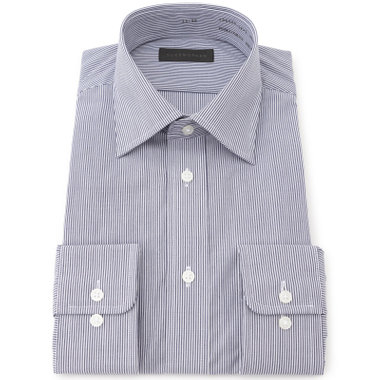 【発送在庫あり】【DUKEMORGAN】【形態安定】ワイドカラーワイシャツ/ネイビー＆ホワイト×ストライプ