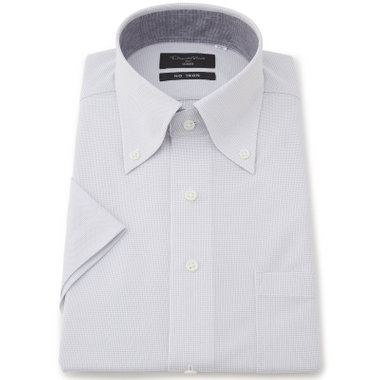 【FREEZETECH 氷撃：酷暑対策シャツ】【半袖】【Donato Vinci Italy Uomo】【ノーアイロン】ボタンダウンカラーワイシャツ/グレー×ドビー/襟裏別布/ULTRA MOVE/ニット素材