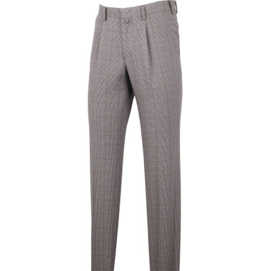 【stanley blacker new york】【秋冬】1タックスラックス/グレー＆ブラウン×グレンチェック/ウエストムーブ仕様/ストレッチ