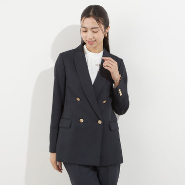 【Diana】【秋冬】ダブルジャケット/ネイビー/メタル釦/ウォッシャブル＆ストレッチ