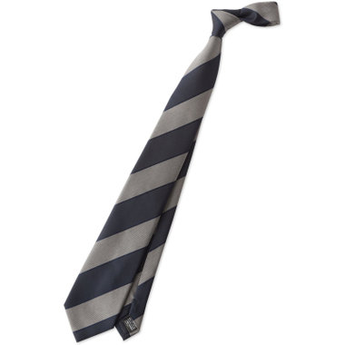 【JOHN PEARSE White】シルクブレンドストライプ柄ネクタイ/8.0cm幅/ネイビー×グレー