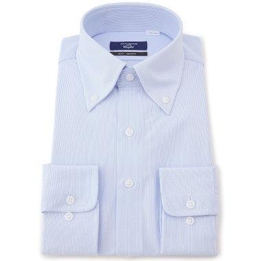 【発送在庫あり】【WEB限定】【JOHN PEARSE comfort navy】ボタンダウンカラーワイシャツ/ホワイト×ブルーストライプ/ULTRA MOVE「ニット素材」「ノーアイロン」「ストレッチ」「高通気性」