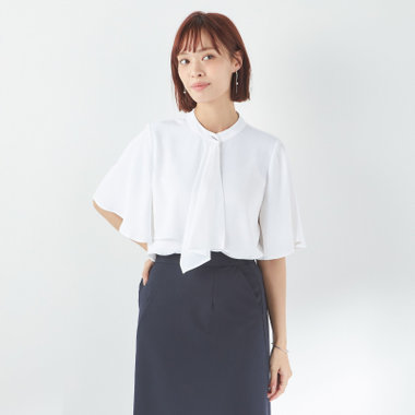 【WEB限定/OUTLET/汚れ・キズ等有】【NATURAL BEAUTY】フレアスリーブボウタイブラウス/ホワイト