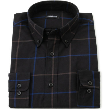【LYLE&SCOTT】ボタンカジュアルシャツ/ブラック×ネイビー＆ブラウンチェック