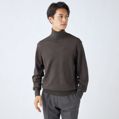 【JOHN PEARSE comfort navy】【秋冬】タートルネックセーター/ブラウン/洗える×毛玉レス