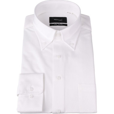 【WEB限定/OUTLET/汚れ・キズ等有】【UNPRESSURE】【ノーアイロン】ボタンダウンドレスワイシャツ/ホワイト×ドビー/ULTRA MOVE/ニット素材