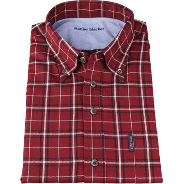 【stanley blacker】【長袖】ボタンダウンシャツ/ワイン×チェック