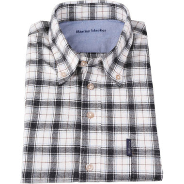 【stanley blacker】【長袖】ボタンダウンシャツ/グレー×チェック