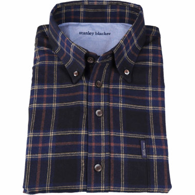 【stanley blacker】【長袖】ボタンダウンシャツ/ネイビー×チェック