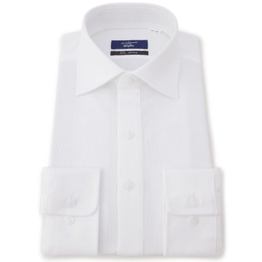 【発送在庫あり】【WEB限定】【JOHN PEARSE comfort navy】ワイドカラーワイシャツ/ホワイト×ドビー/ULTRA MOVE「ニット素材」「ノーアイロン」「ストレッチ」「高通気性」