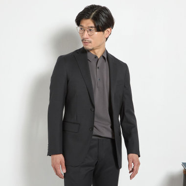 【JOHN PEARSE comfort】【春夏】2釦シングルスーツ ショートタック/ブラック/REAL BLACK/NEW ZEALAND WOOL/SHOWER CLEAN/SustainaBee Wool/※裾上げ必要