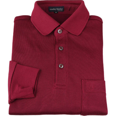 【stanley blacker new york】【長袖】胸刺繍ポロシャツ/ワイン