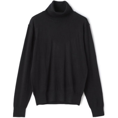 【JOHN PEARSE comfort navy】タートルネックセーター/ブラック/ウォッシャブル