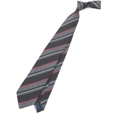 【Donato Vinci Italy】シルクストライプネクタイ 8.5cm幅/グレー/MADE IN JAPAN