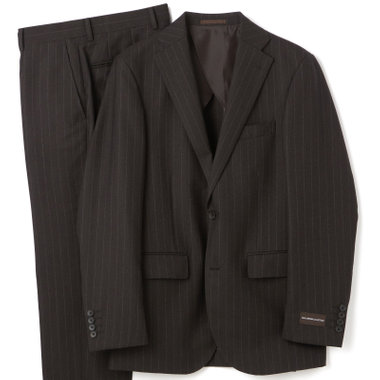 【JOHN PEARSE comfort】【秋冬】2釦シングルスーツ ショートタック/ブラウン×ストライプ/REAL BROWN/NEW ZEALAND WOOLSHOWER CLEAN/SustainaBee Wool/※裾上げ必要
