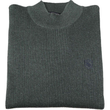 【stanley blacker new york】胸刺繍モックネックリブニットセーター/グリーン