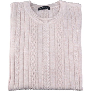 【stanley blacker new york】袖刺繍クルーネックケーブルニット/オフホワイト