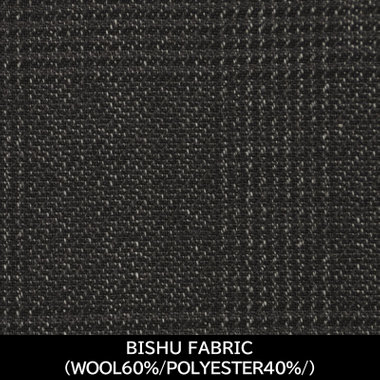【パターンオーダー】【JOHN PEARSE WHITE 4釦1掛ダブル】【秋冬】スーツ/BISHU FABRIC/グレー×グレンチェック(WOOL60% POLYESTER40%)